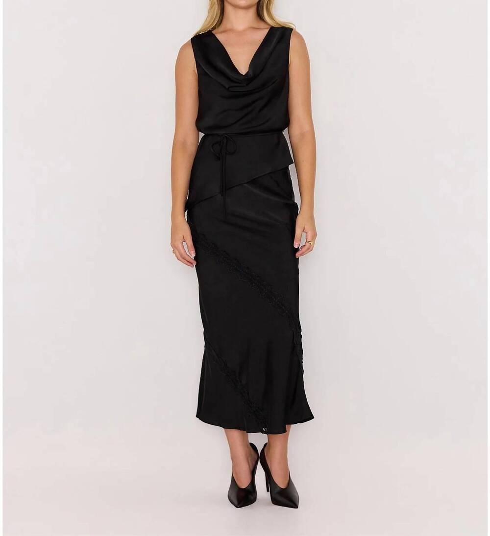 NEW MINKPINK momento bias skirt in black